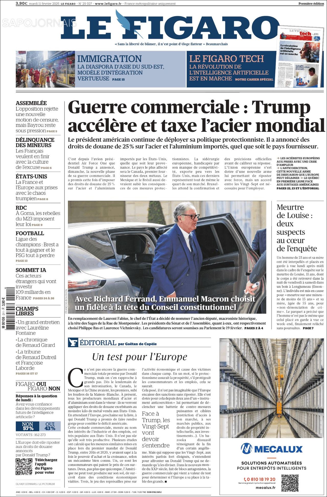 Le Figaro, edición del martes 11 de febrero de 2025