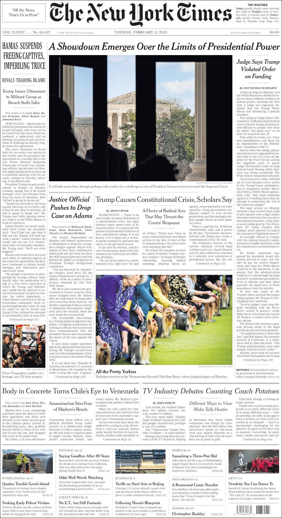 The New York Times, edición del martes 11 de febrero de 2025