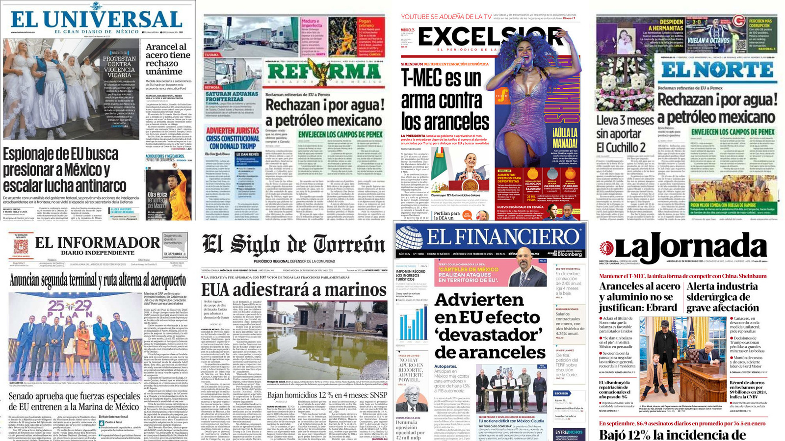 Portadas de periódicos impresos más importantes de México hoy