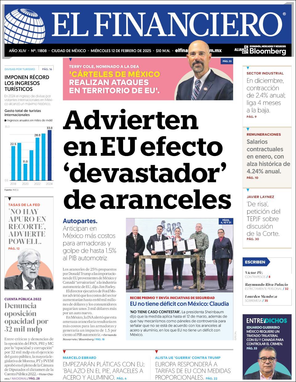 El Financiero, edición del miércoles 12 de febrero de 2025