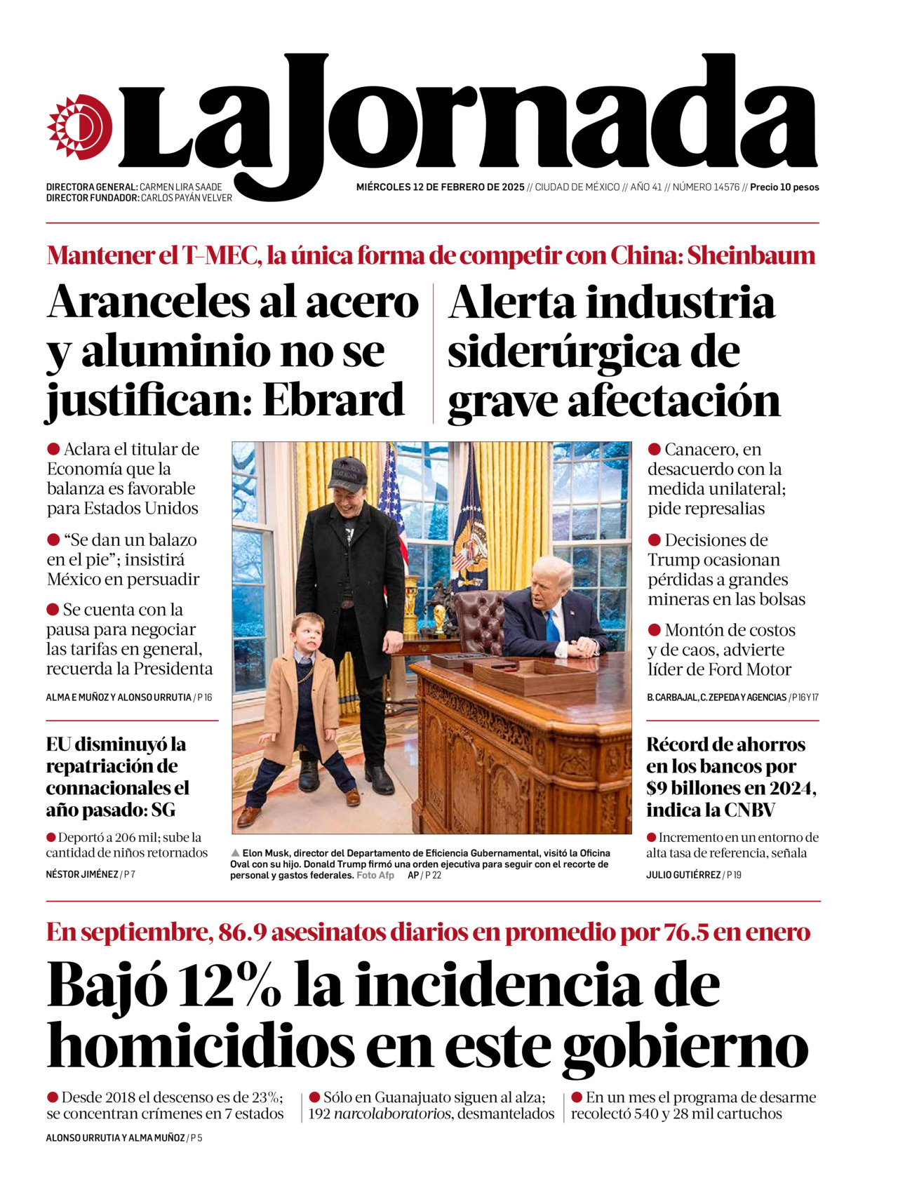 La Jornada, edición del miércoles 12 de febrero de 2025