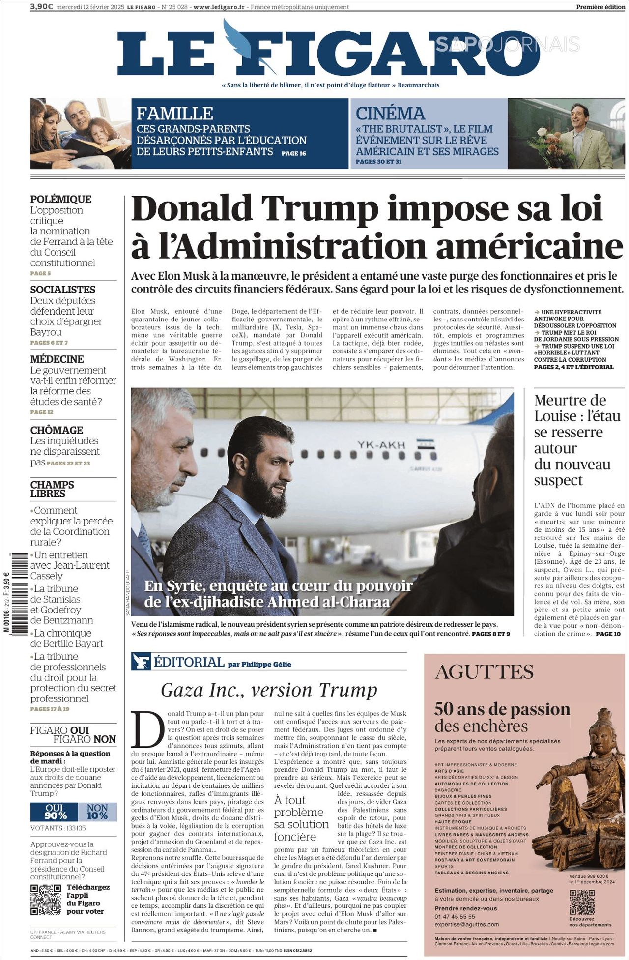 Le Figaro, edición del miércoles 12 de febrero de 2025