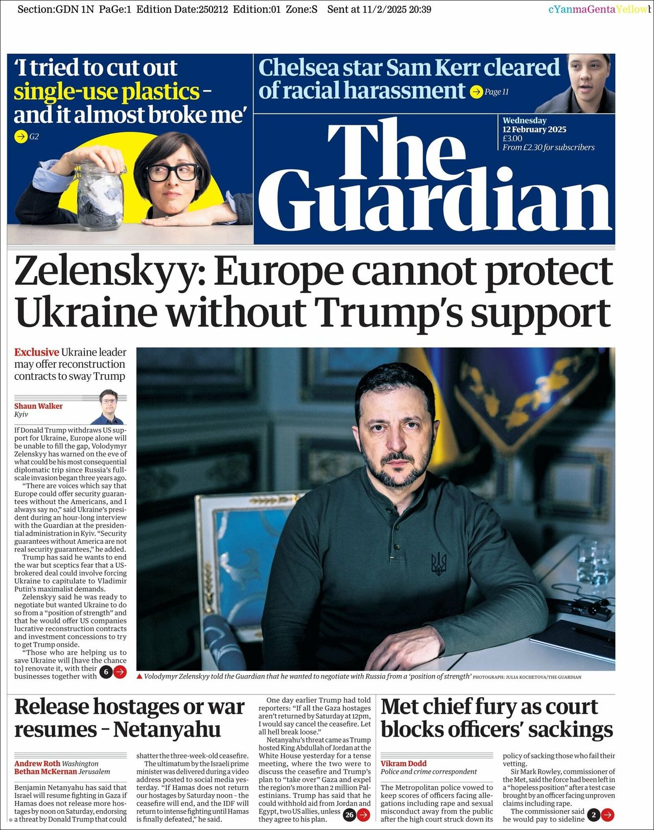 The Guardian, edición del miércoles 12 de febrero de 2025