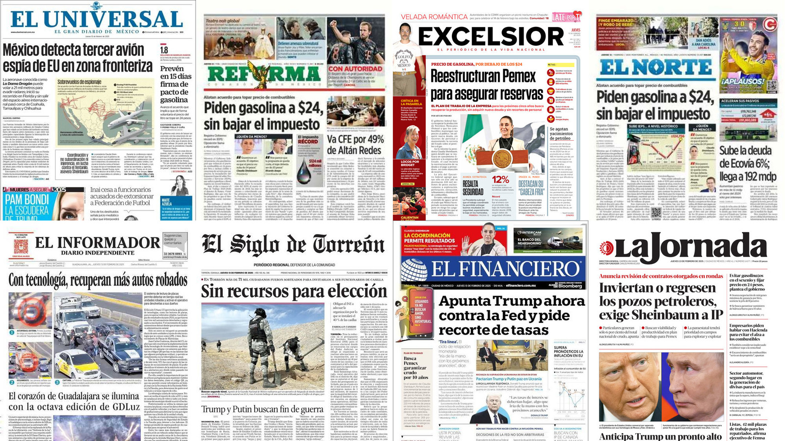 Portadas de periódicos impresos más importantes de México hoy