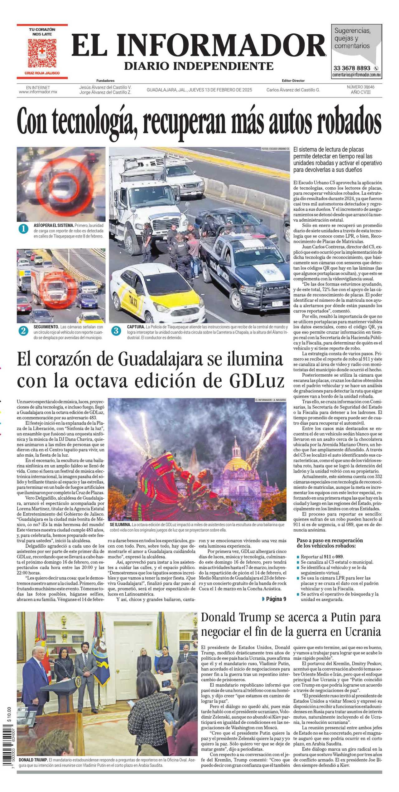 El Informador, edición del jueves 13 de febrero de 2025