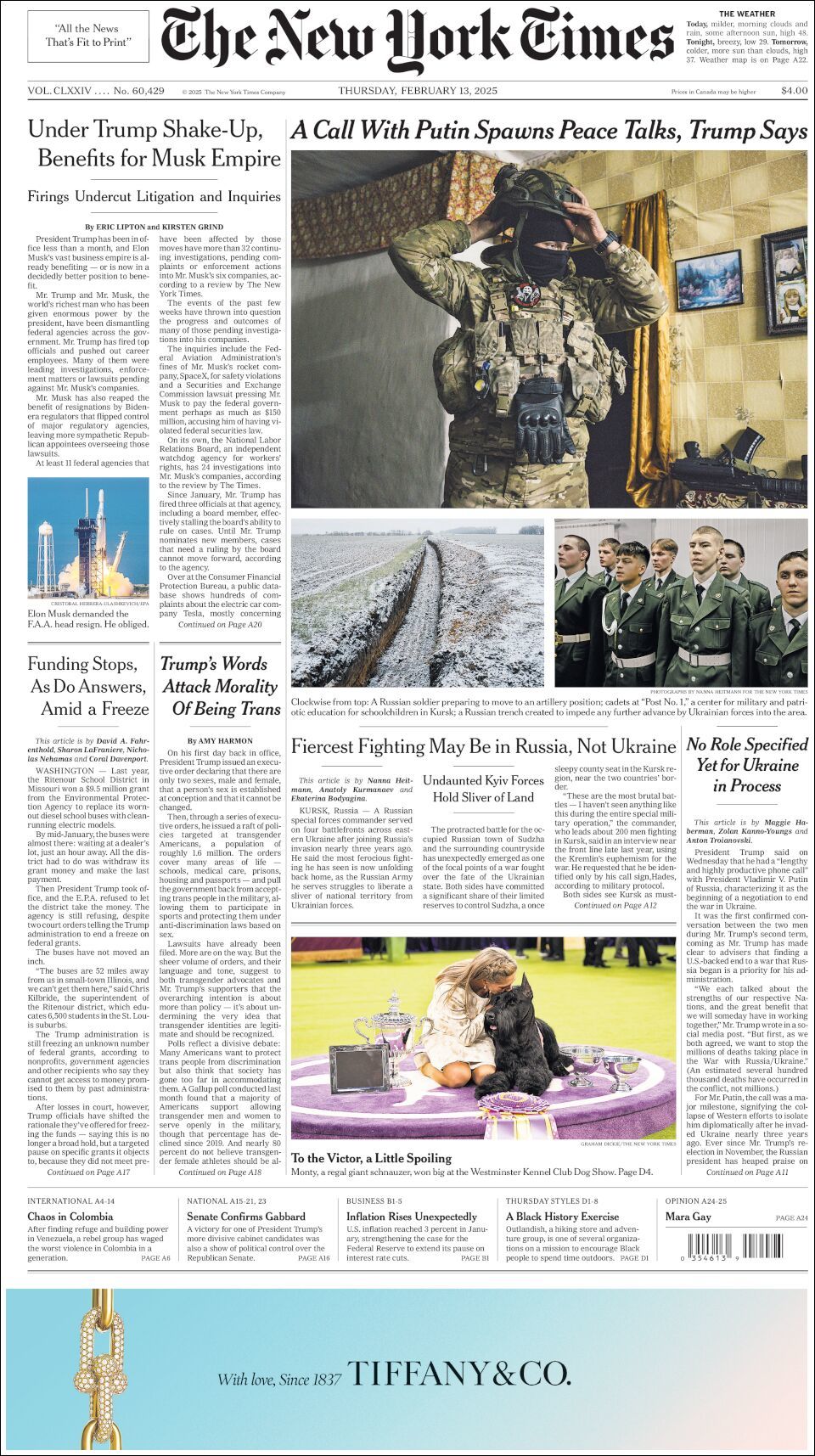 The New York Times, edición del jueves 13 de febrero de 2025