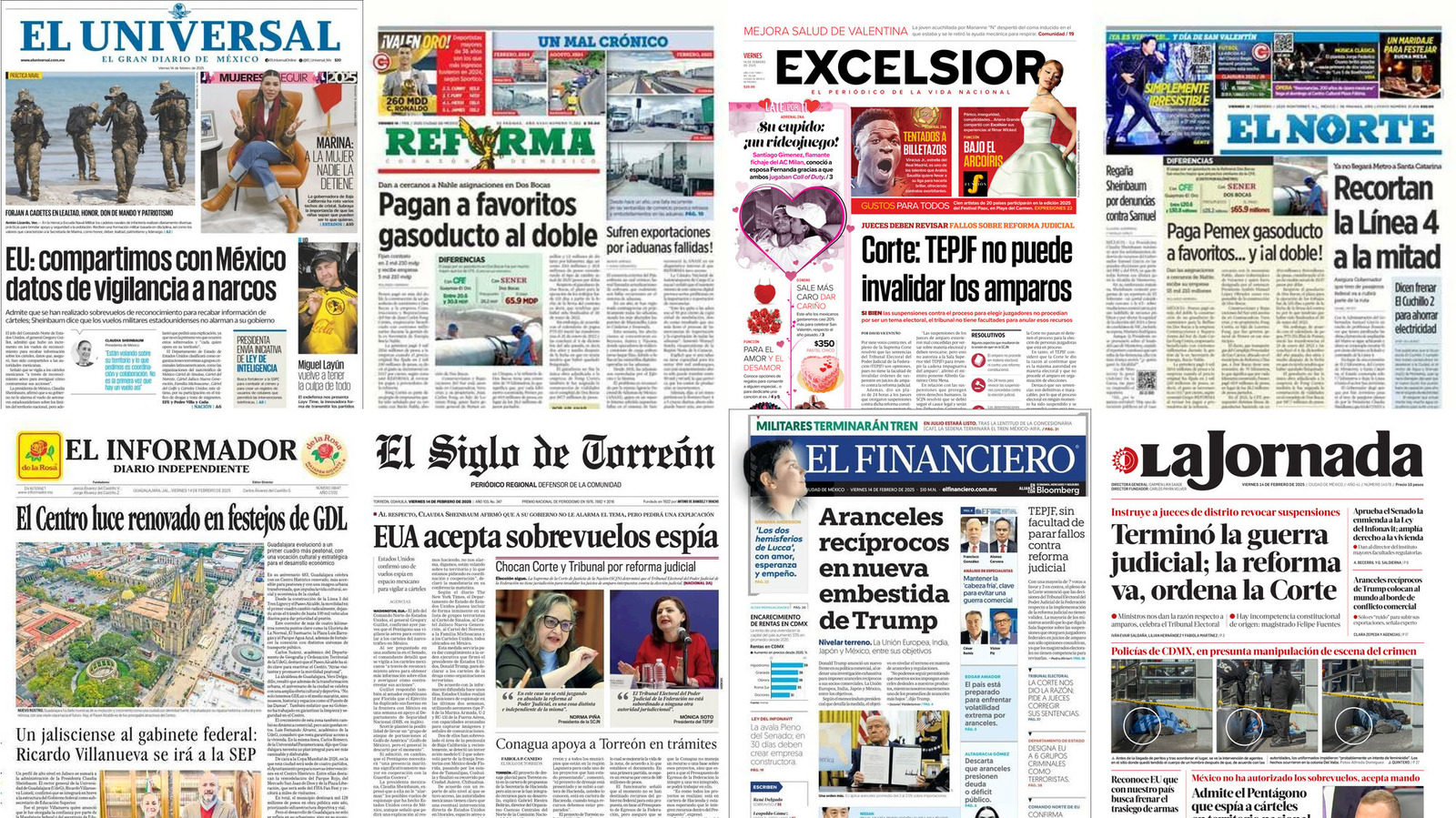 Portadas de periódicos impresos más importantes de México hoy