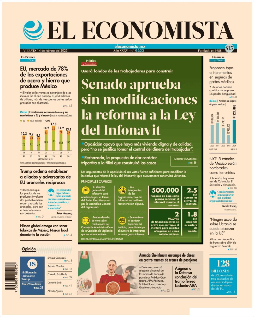 El Economista, edición del viernes 14 de febrero de 2025