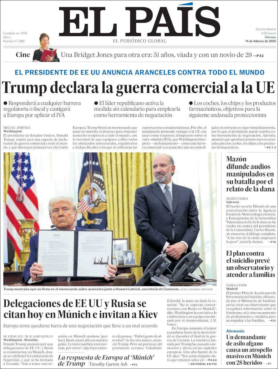 El País, edición del viernes 14 de febrero de 2025