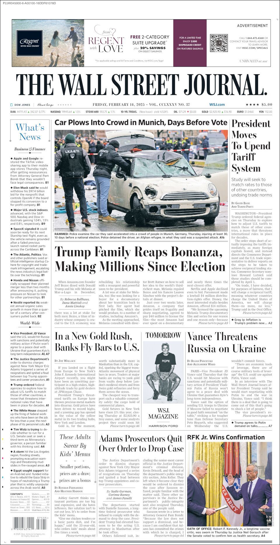 The Wall Street Journal, edición del viernes 14 de febrero de 2025