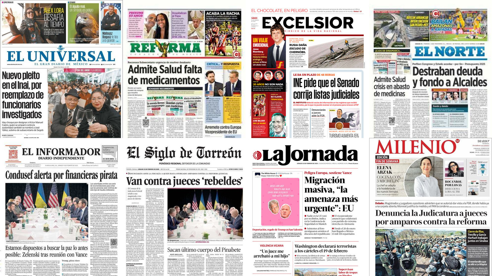 Portadas de periódicos impresos más importantes de México hoy