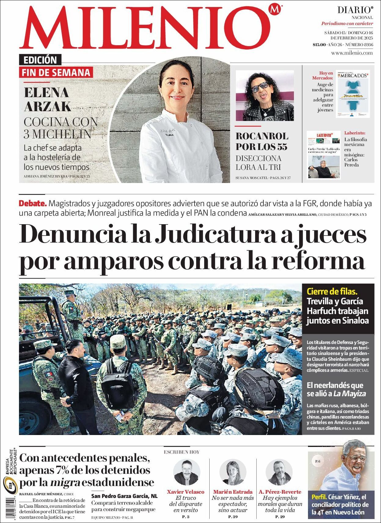 Milenio, edición del sábado 15 de febrero de 2025