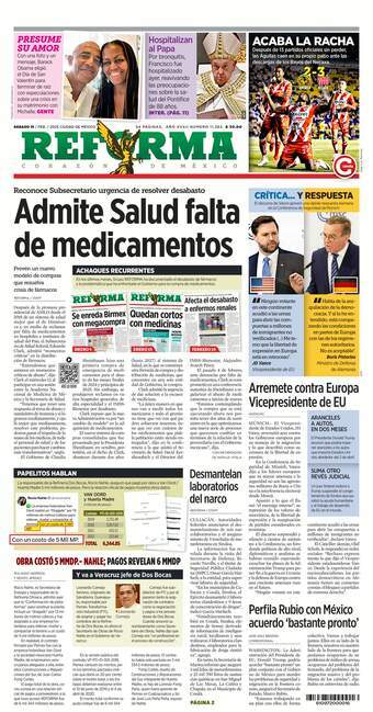 Reforma, edición del sábado 15 de febrero de 2025