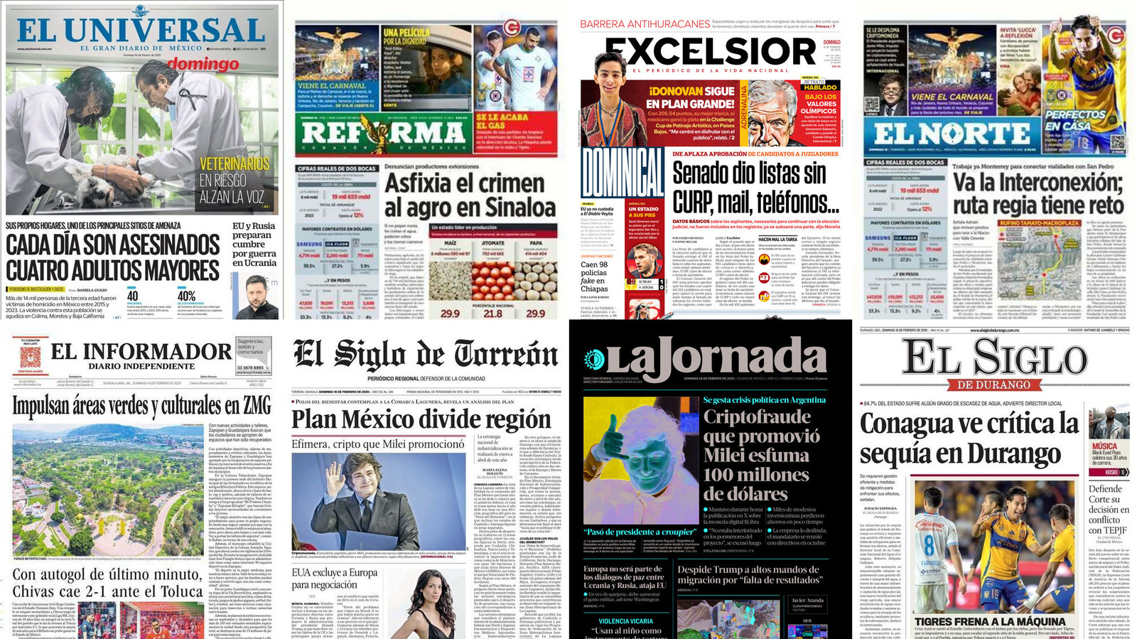 Portadas de periódicos impresos más importantes de México hoy