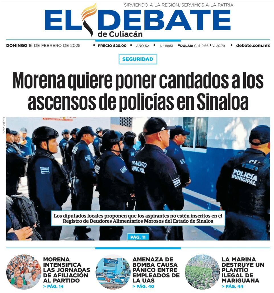 El Debate Culiacán, edición del domingo 16 de febrero de 2025