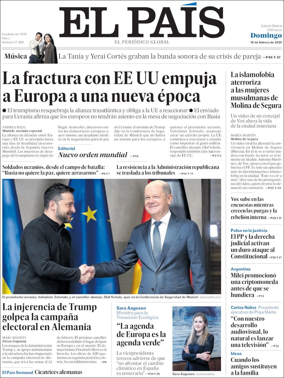 El País, edición del domingo 16 de febrero de 2025