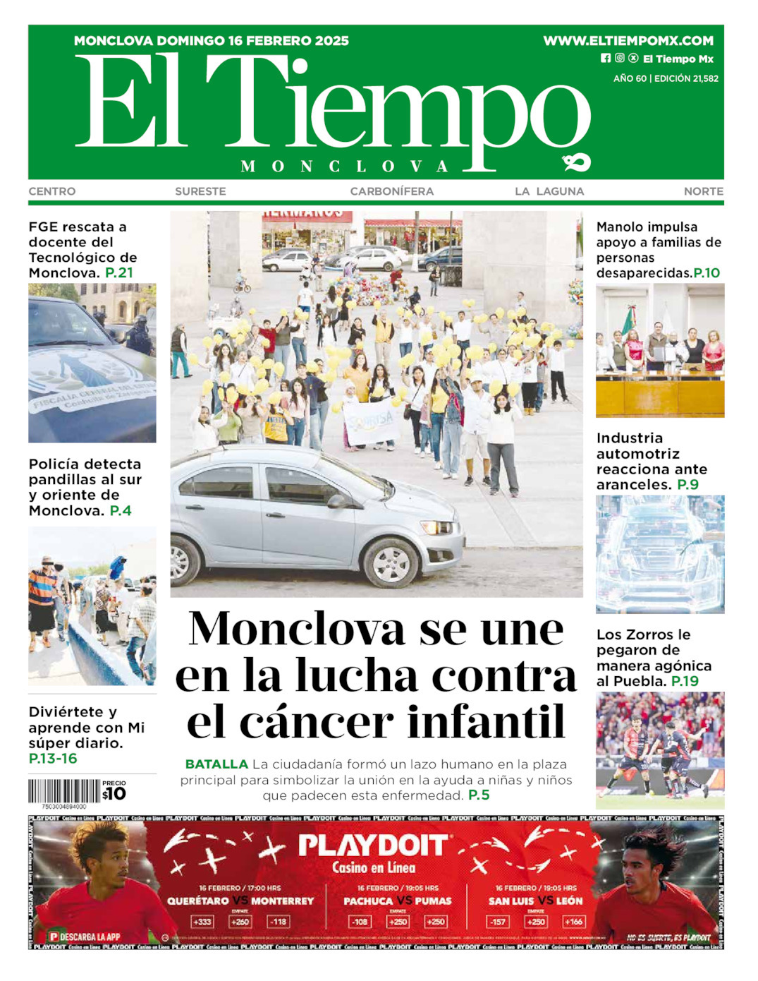 El Tiempo Monclova, edición del domingo 16 de febrero de 2025