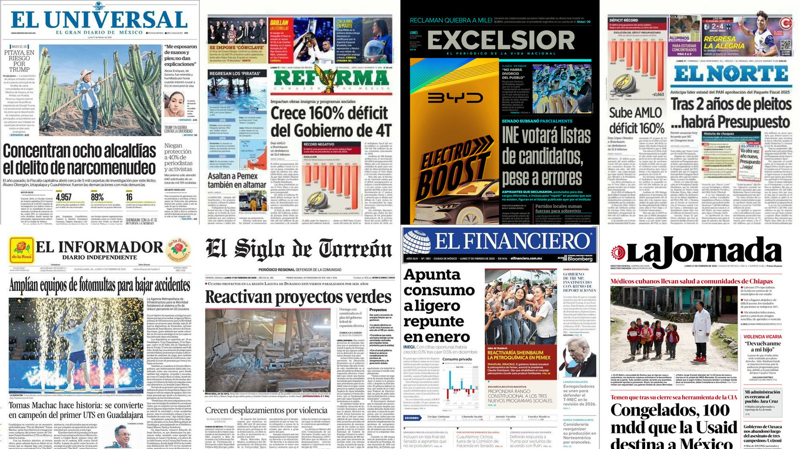 Portadas de periódicos impresos más importantes de México hoy