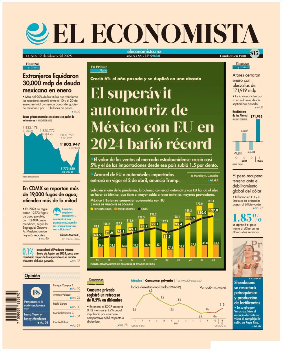 El Economista, edición del lunes 17 de febrero de 2025