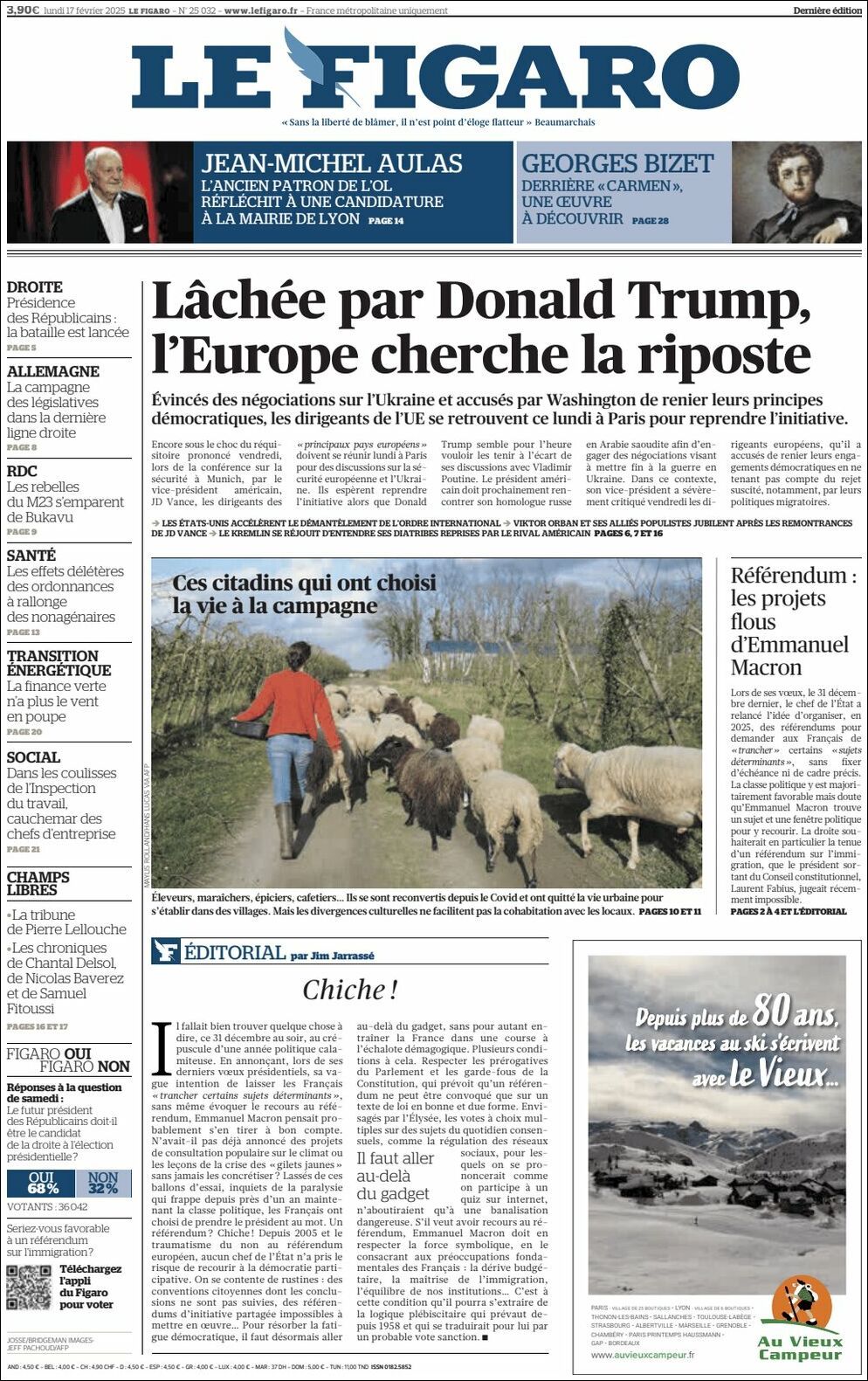 Le Figaro, edición del lunes 17 de febrero de 2025