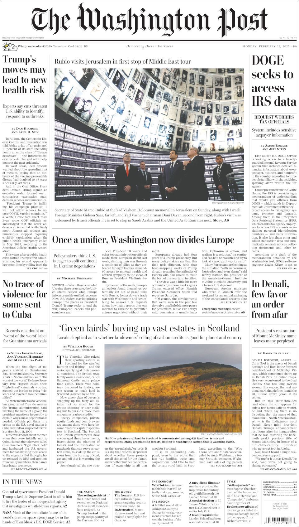 The Washington Post, edición del lunes 17 de febrero de 2025