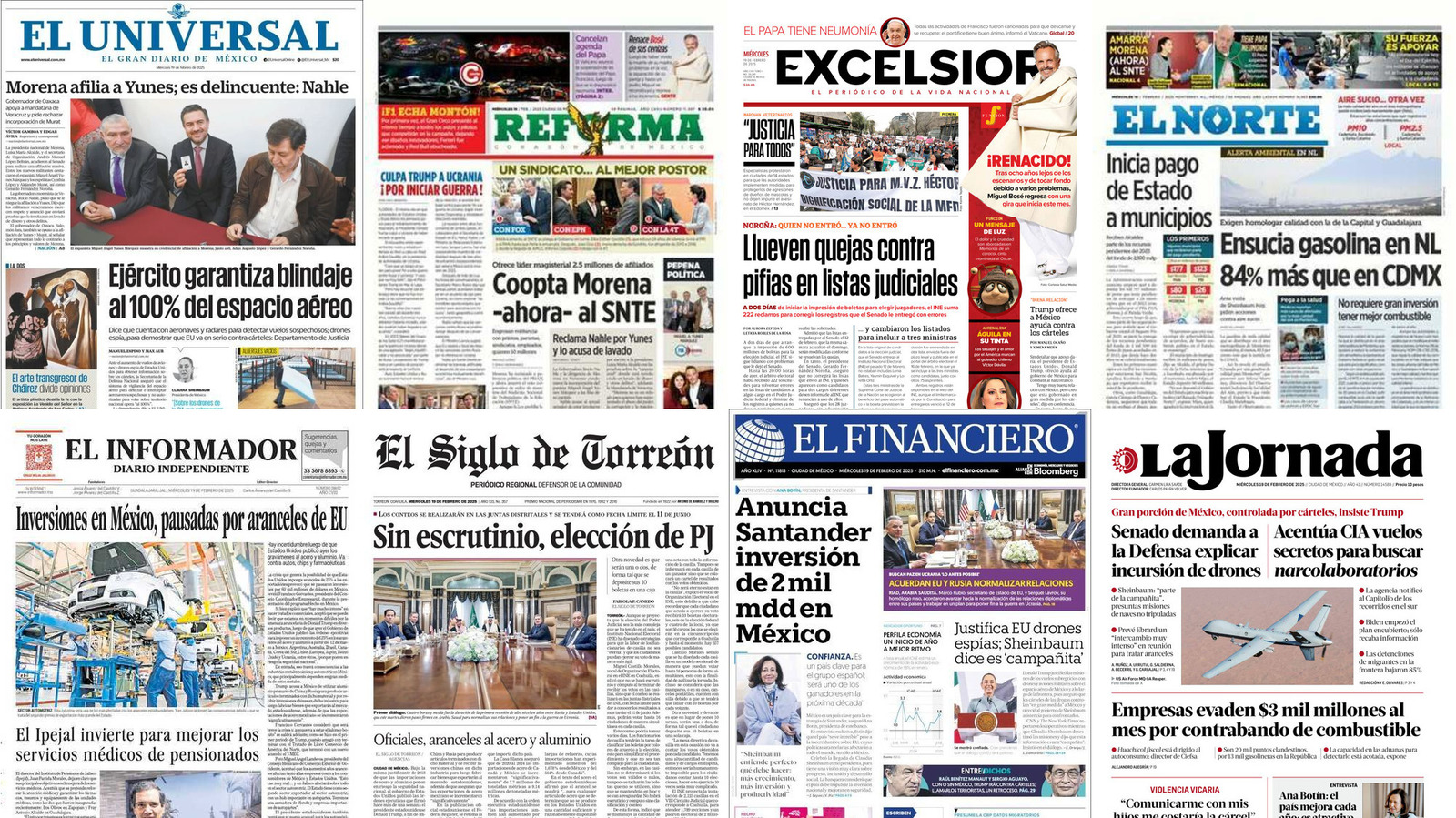 Portadas de periódicos impresos más importantes de México hoy