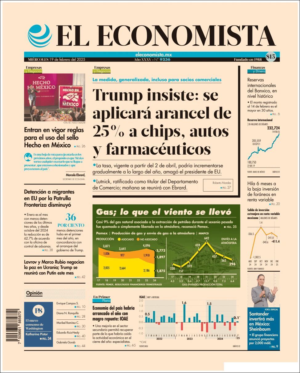 El Economista, edición del miércoles 19 de febrero de 2025