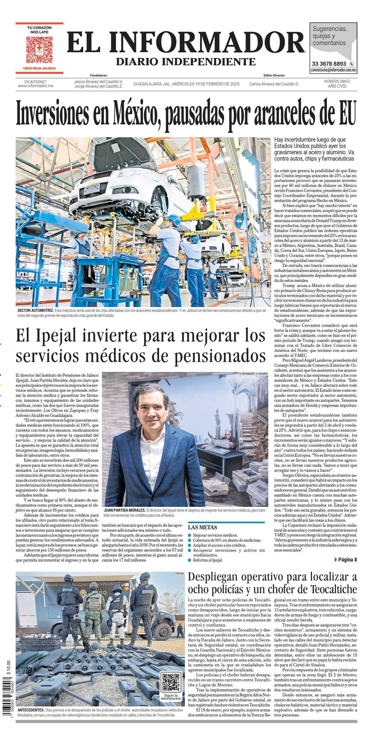 El Informador, edición del miércoles 19 de febrero de 2025