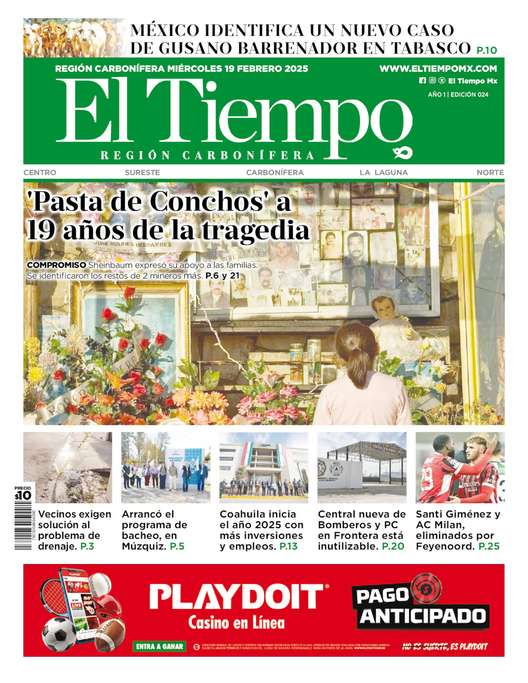 El Tiempo Región Carbonífera, edición del miércoles 19 de febrero de 2025