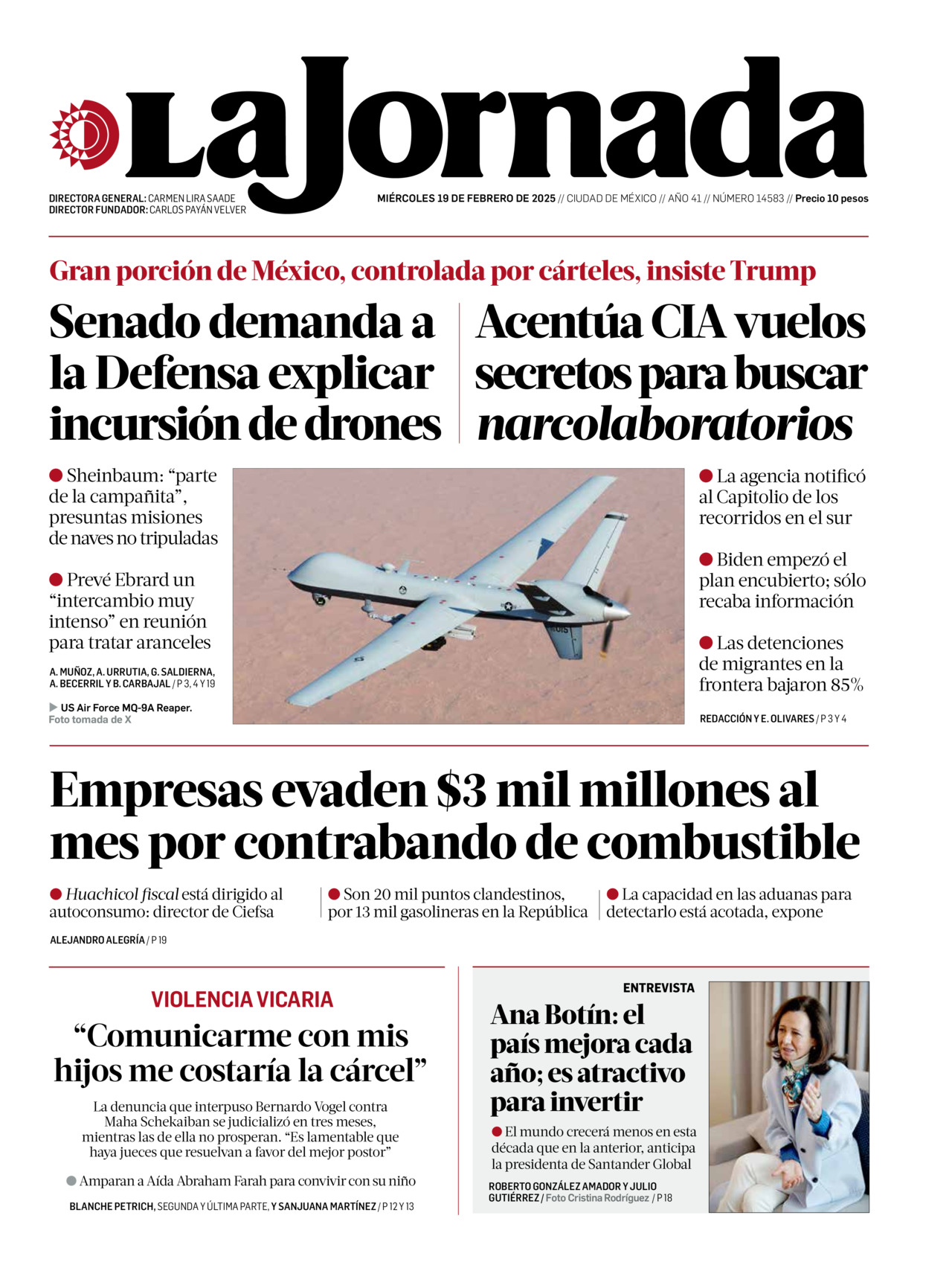 La Jornada, edición del miércoles 19 de febrero de 2025