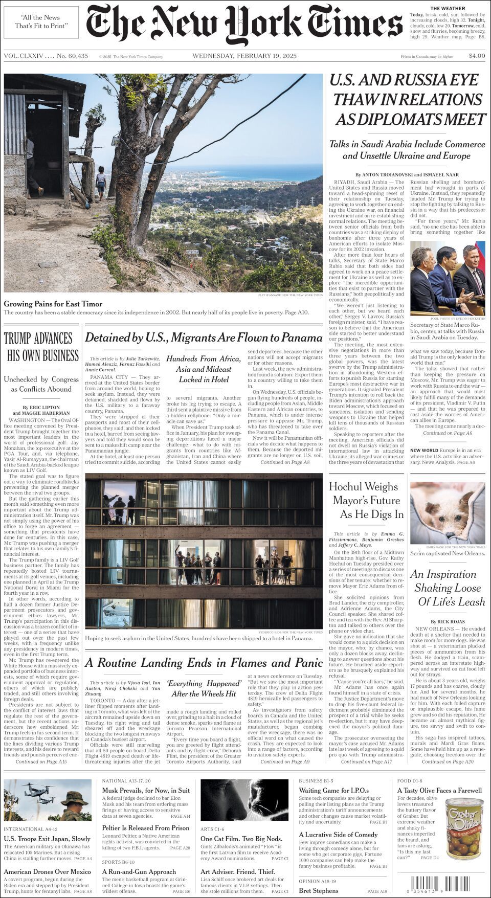 The New York Times, edición del miércoles 19 de febrero de 2025