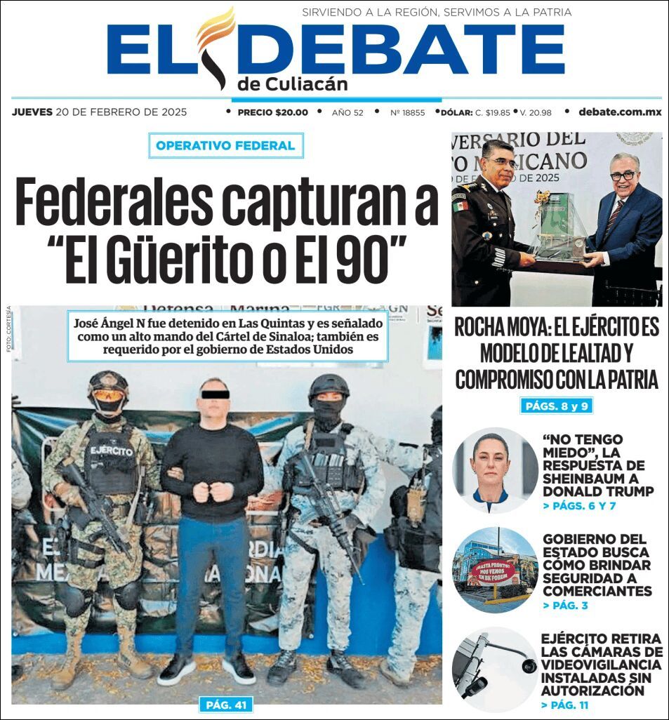 El Debate Culiacán, edición del jueves 20 de febrero de 2025