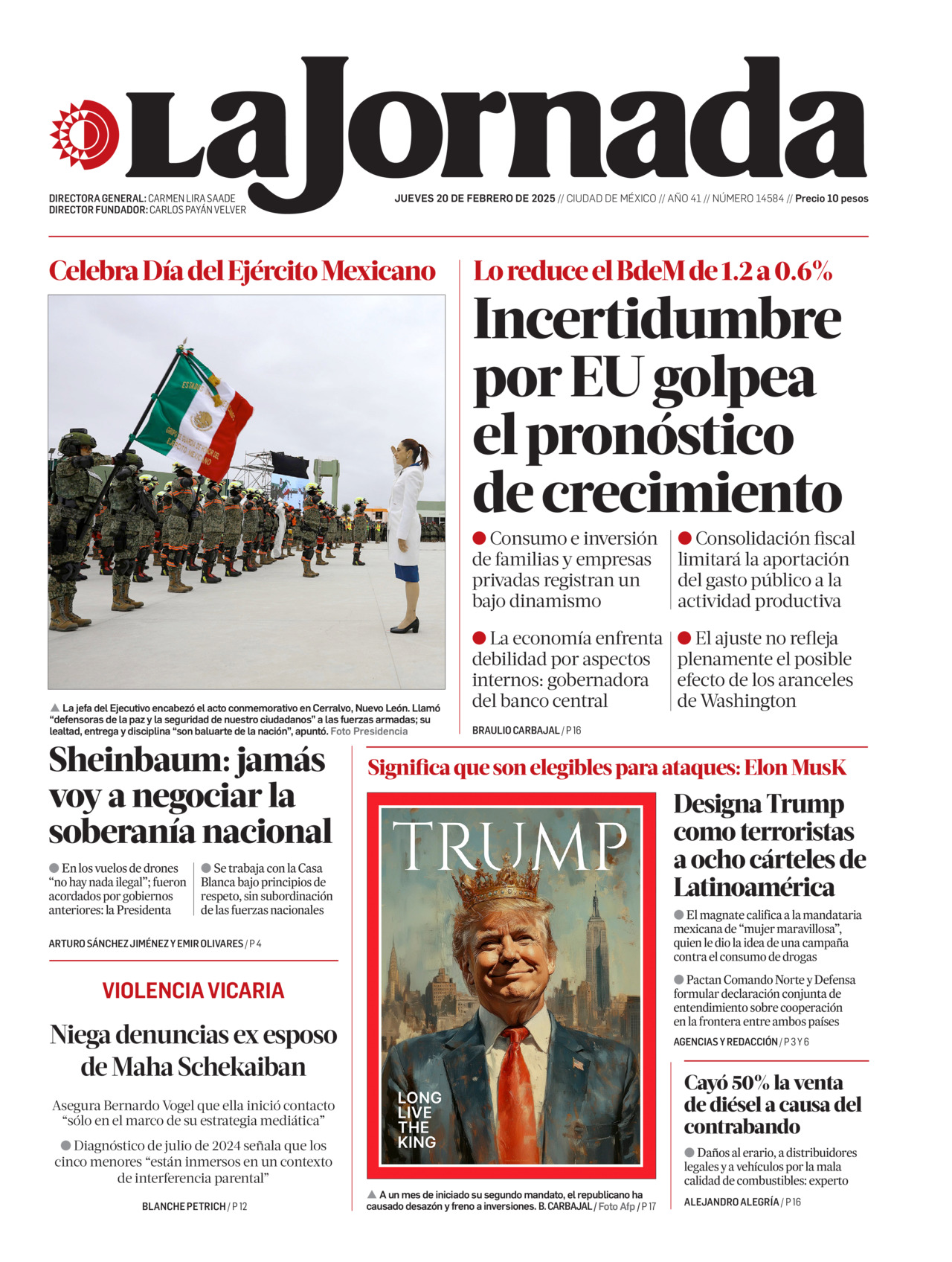 La Jornada, edición del jueves 20 de febrero de 2025