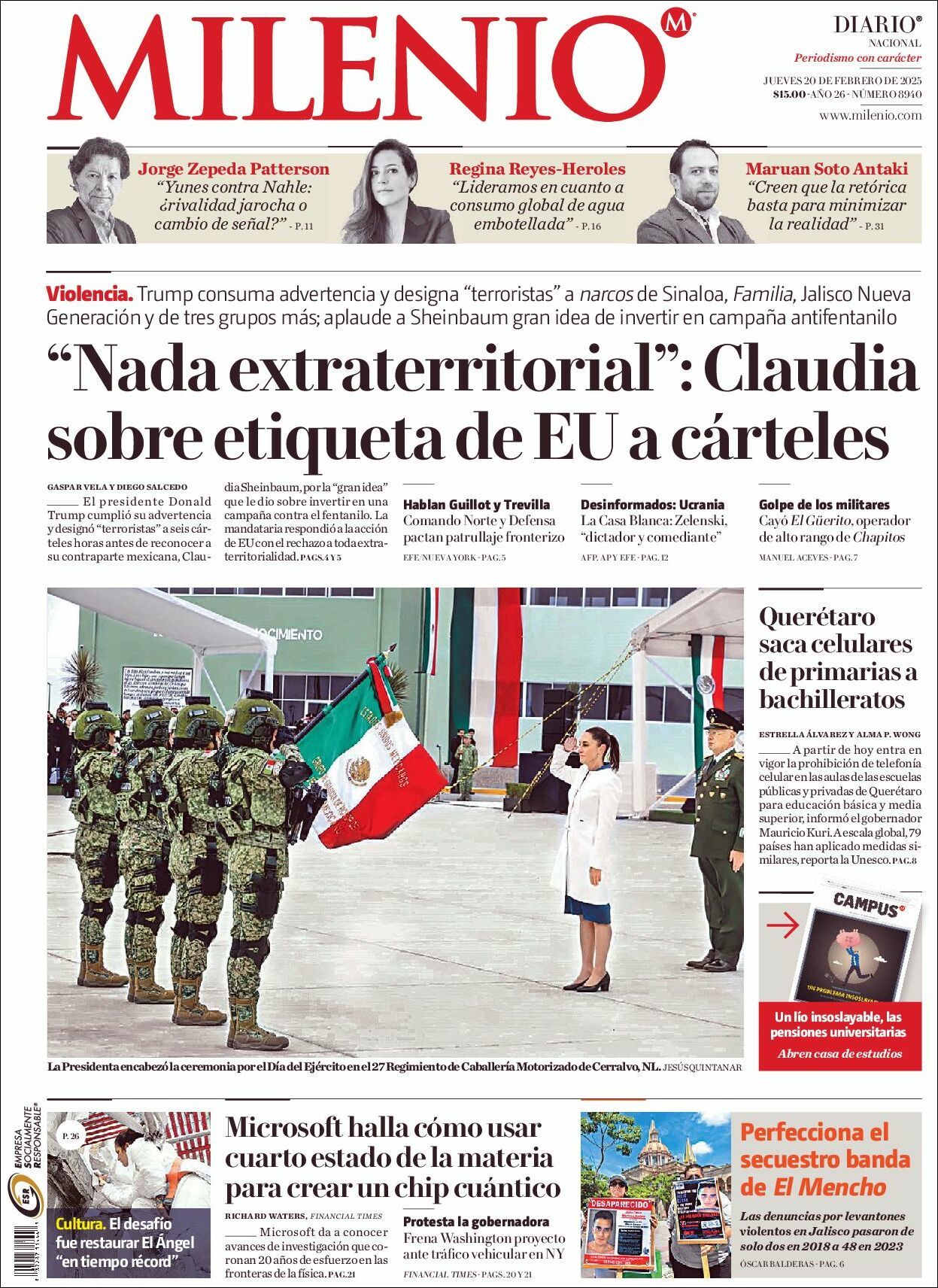 Milenio, edición del jueves 20 de febrero de 2025