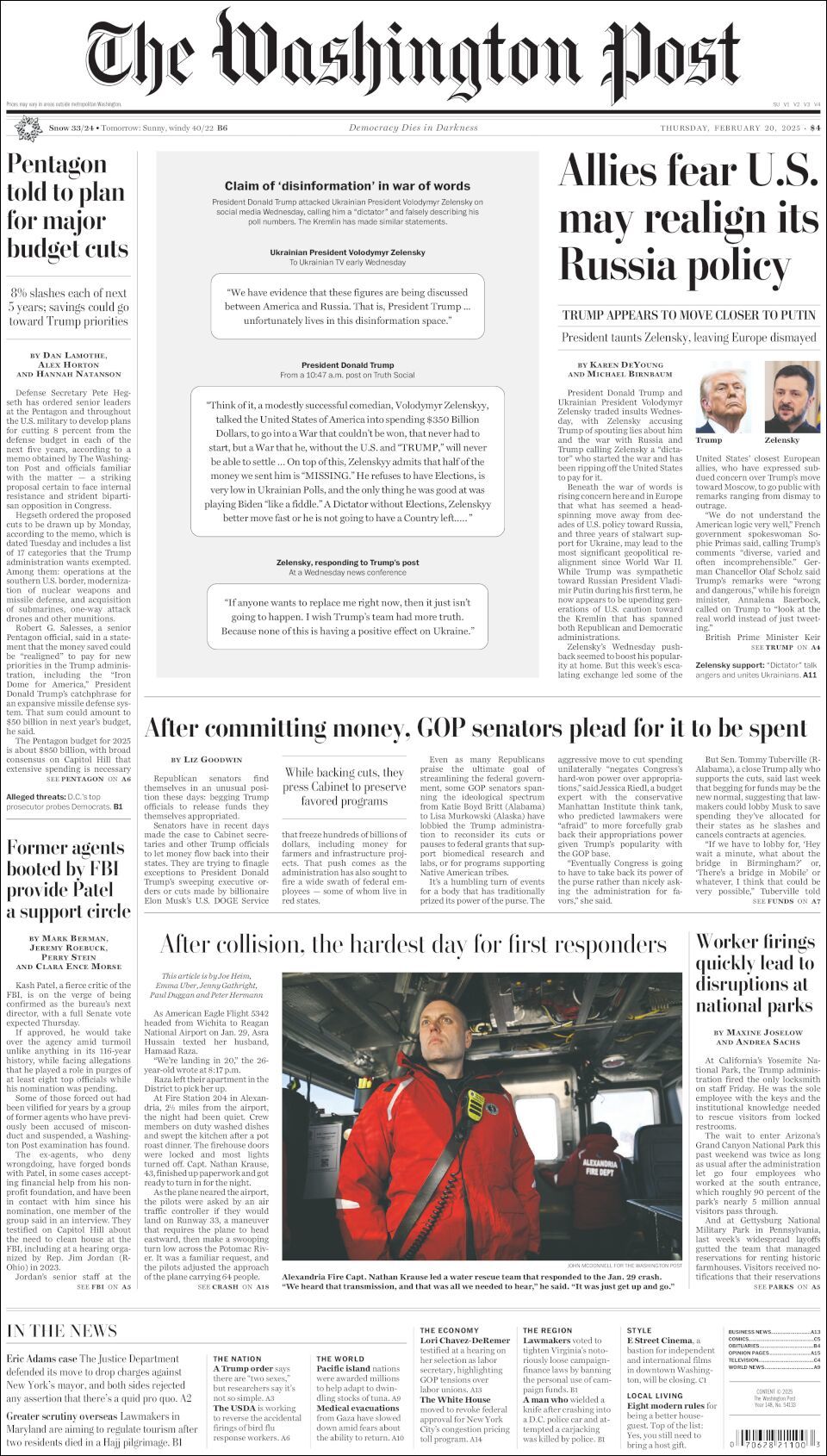 The Washington Post, edición del jueves 20 de febrero de 2025