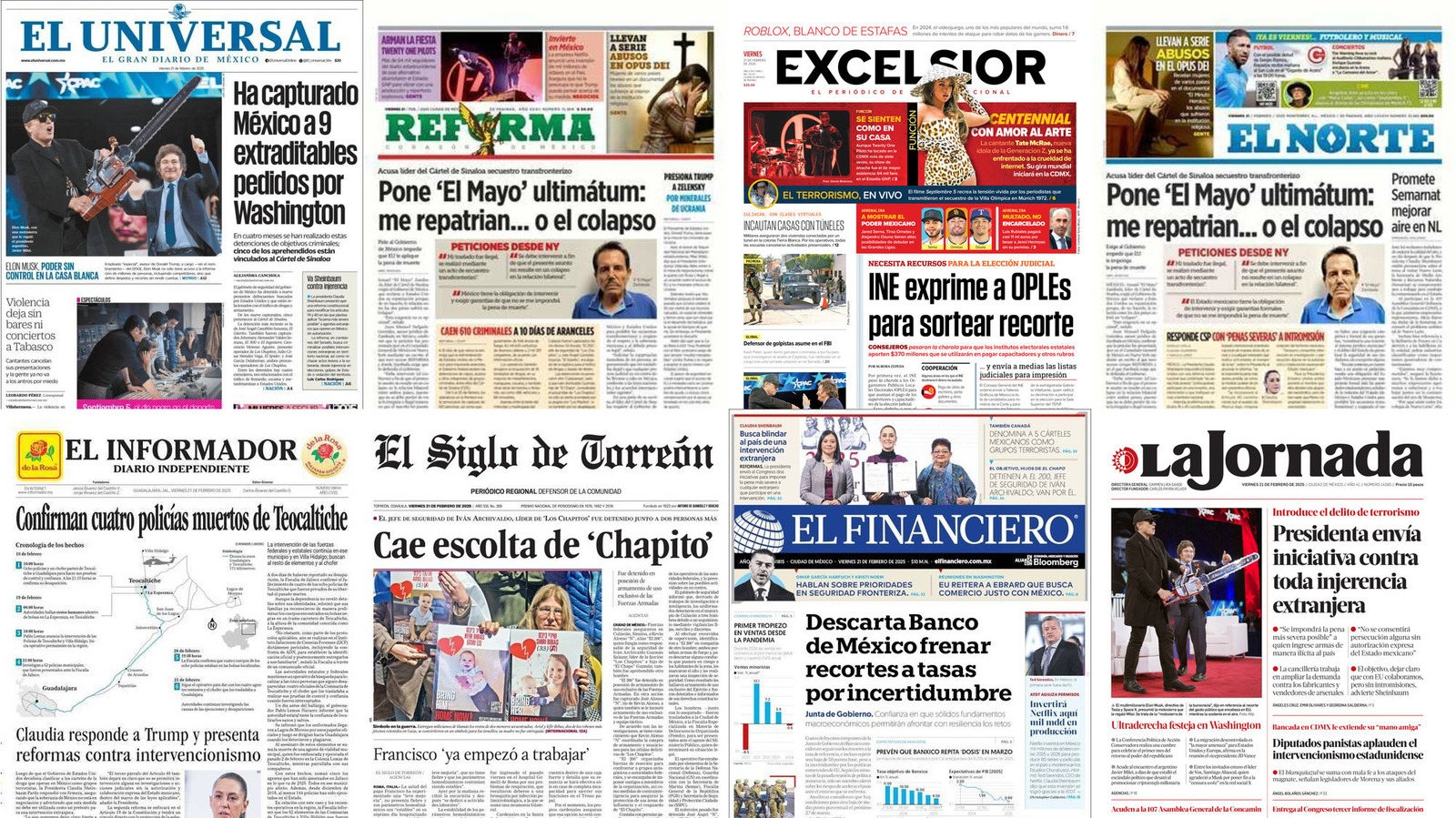 Portadas de periódicos impresos más importantes de México hoy