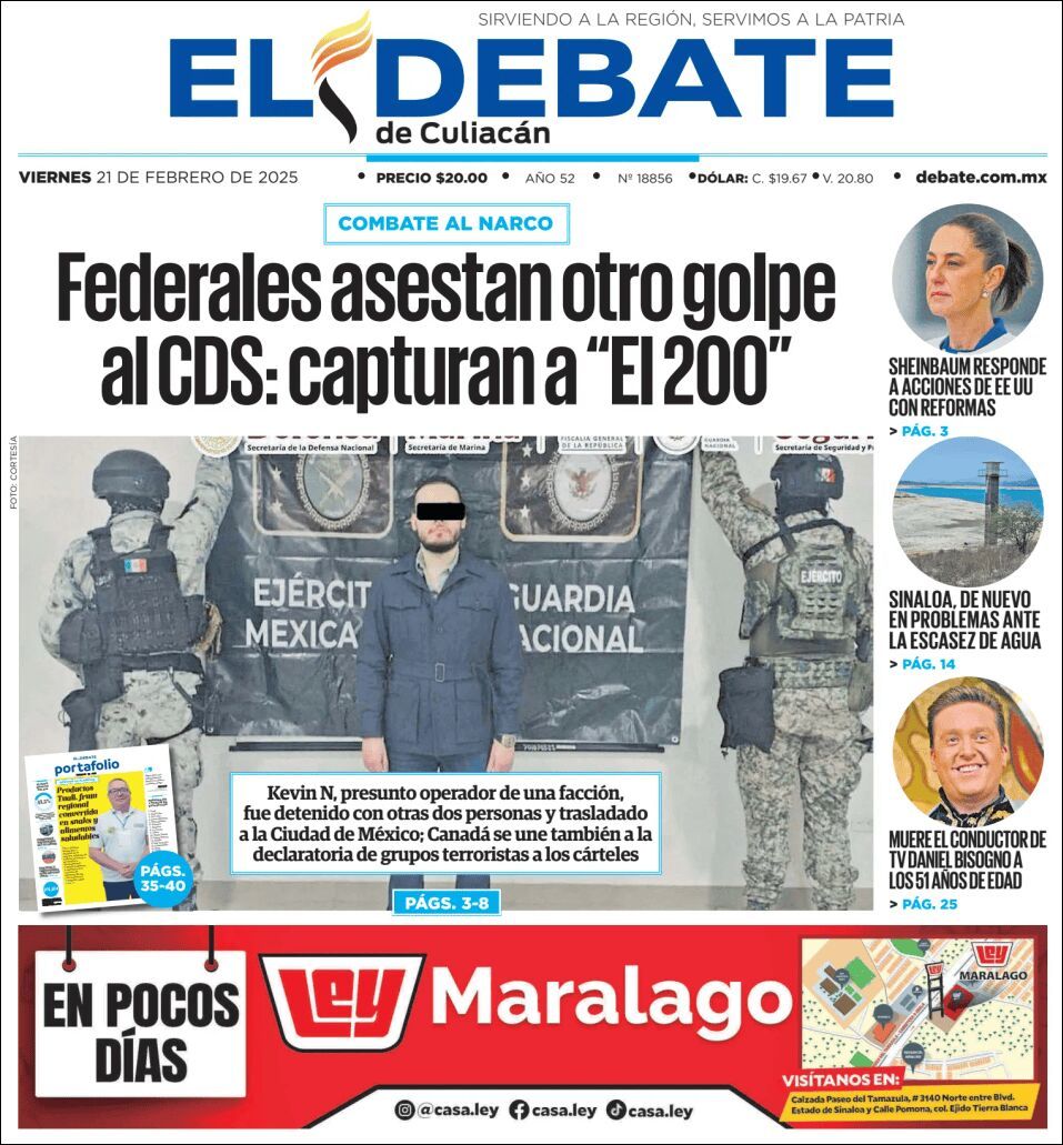 El Debate Culiacán, edición del viernes 21 de febrero de 2025