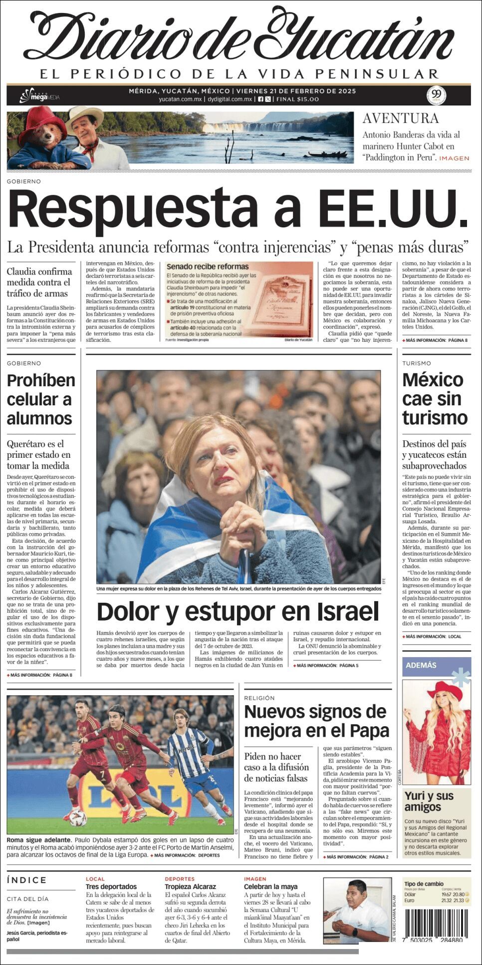 El Diario de Yucatán, edición del viernes 21 de febrero de 2025