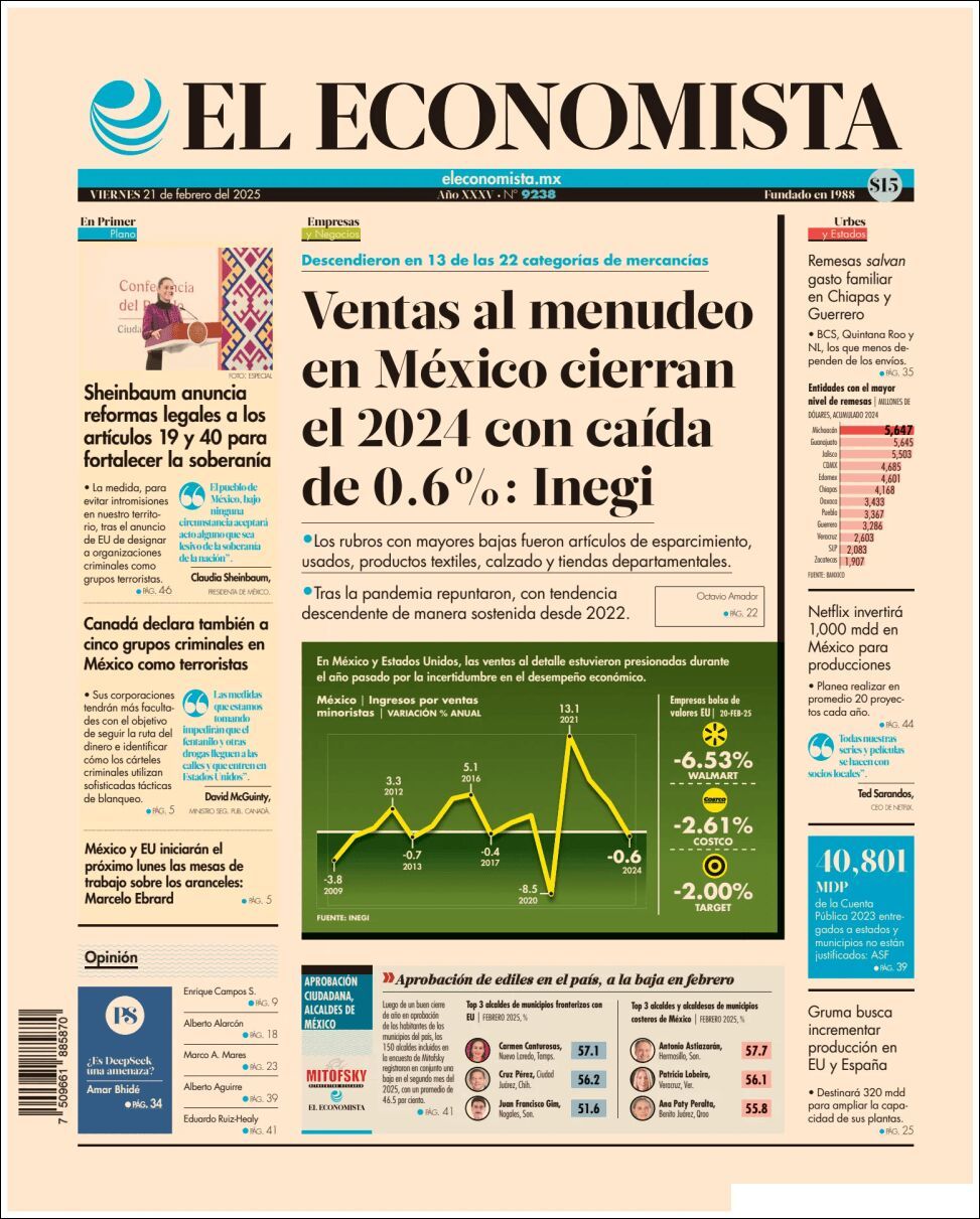 El Economista, edición del viernes 21 de febrero de 2025