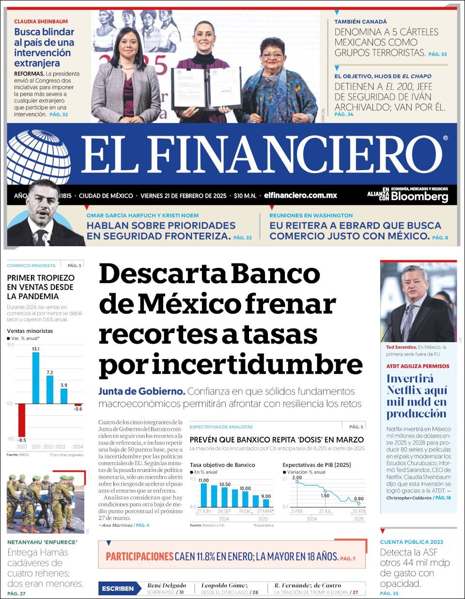 El Financiero, edición del viernes 21 de febrero de 2025