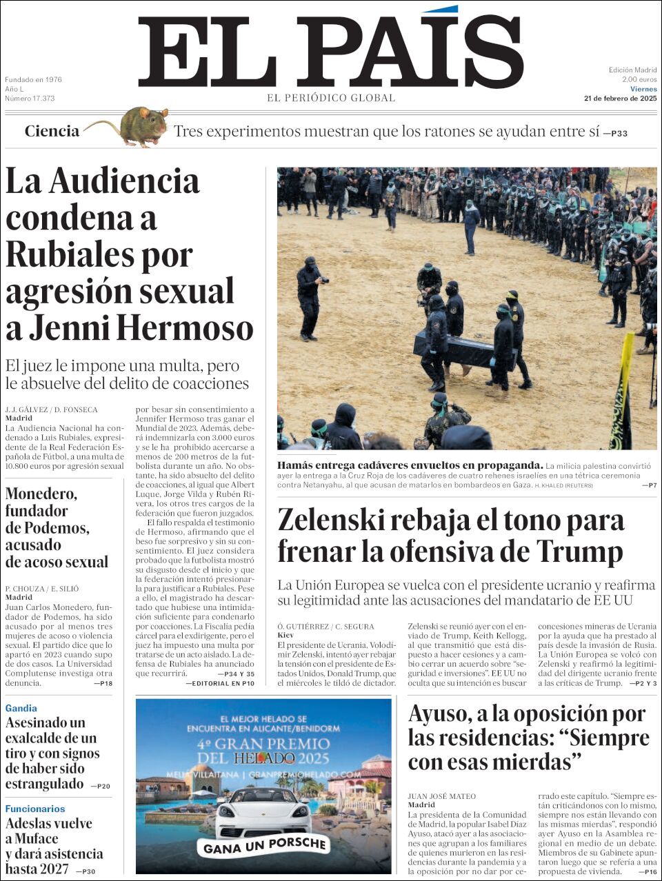 El País, edición del viernes 21 de febrero de 2025