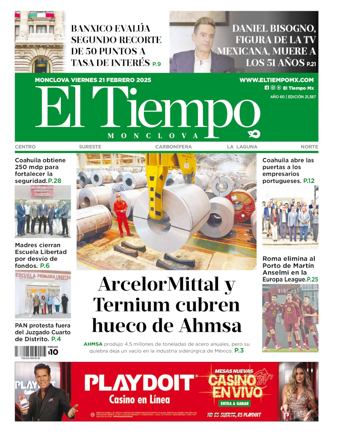 El Tiempo Monclova, edición del viernes 21 de febrero de 2025