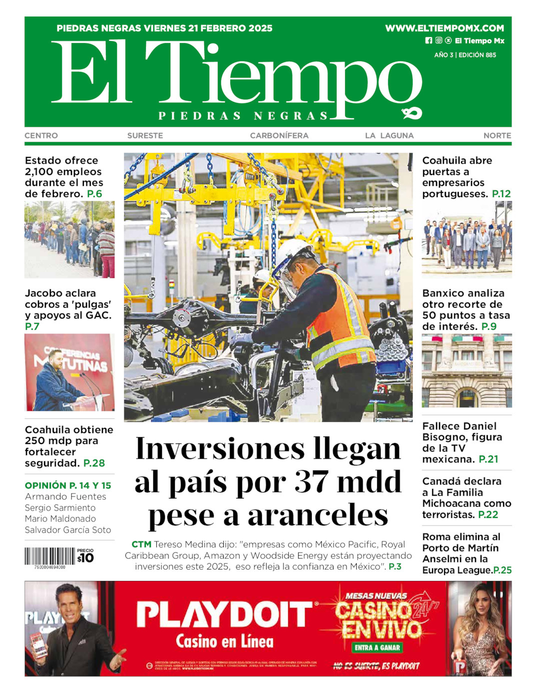 El Tiempo Piedras Negras, edición del viernes 21 de febrero de 2025