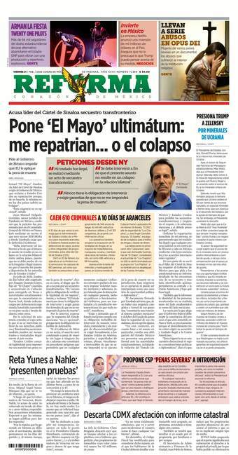 Reforma, edición del viernes 21 de febrero de 2025