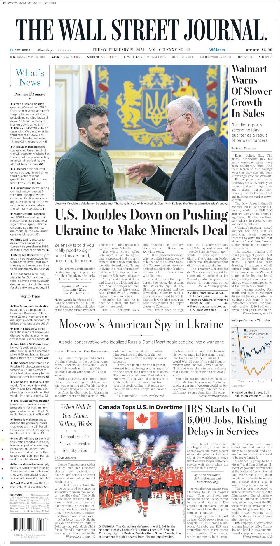 The Wall Street Journal, edición del viernes 21 de febrero de 2025