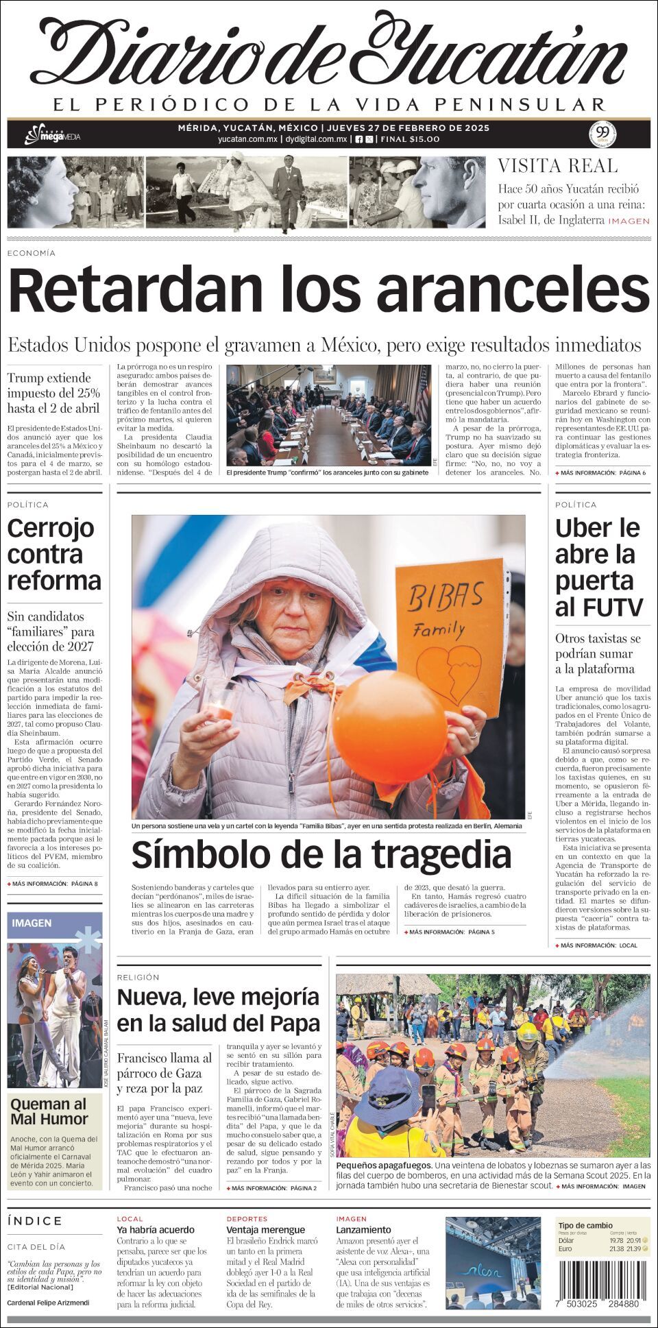 El Diario de Yucatán, edición del jueves 27 de febrero de 2025