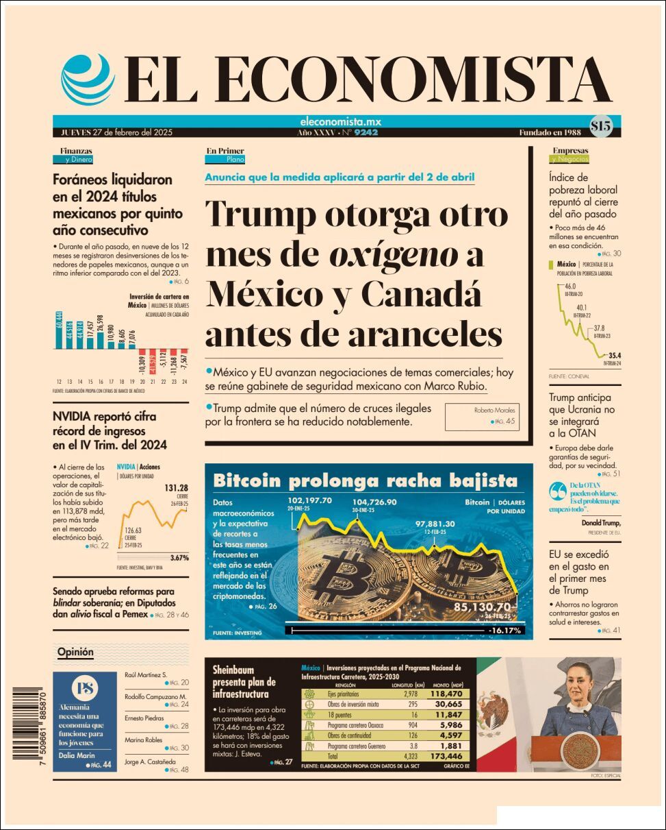 El Economista, edición del jueves 27 de febrero de 2025