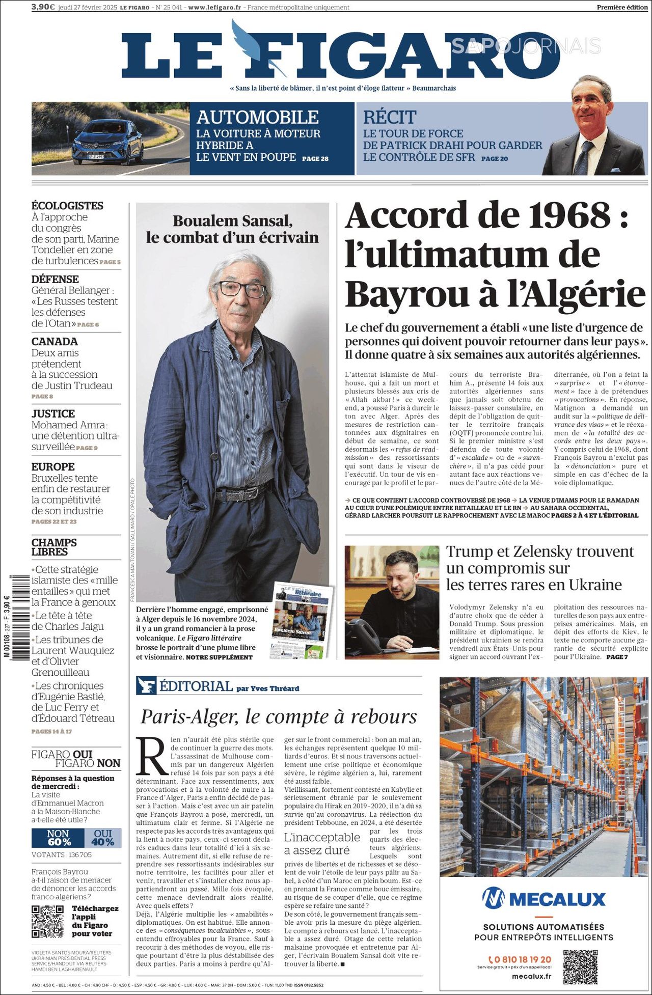 Le Figaro, edición del jueves 27 de febrero de 2025