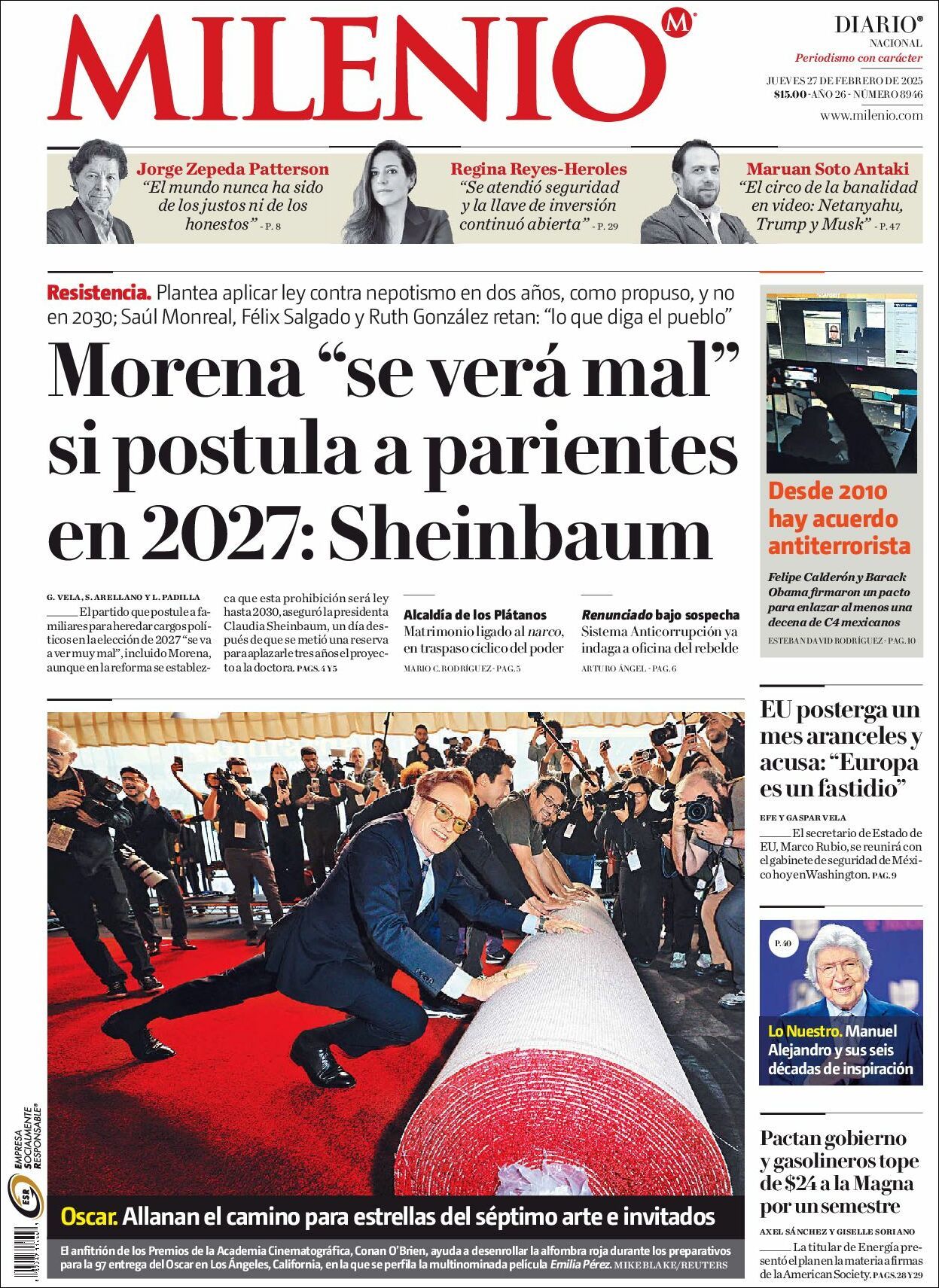 Milenio, edición del jueves 27 de febrero de 2025