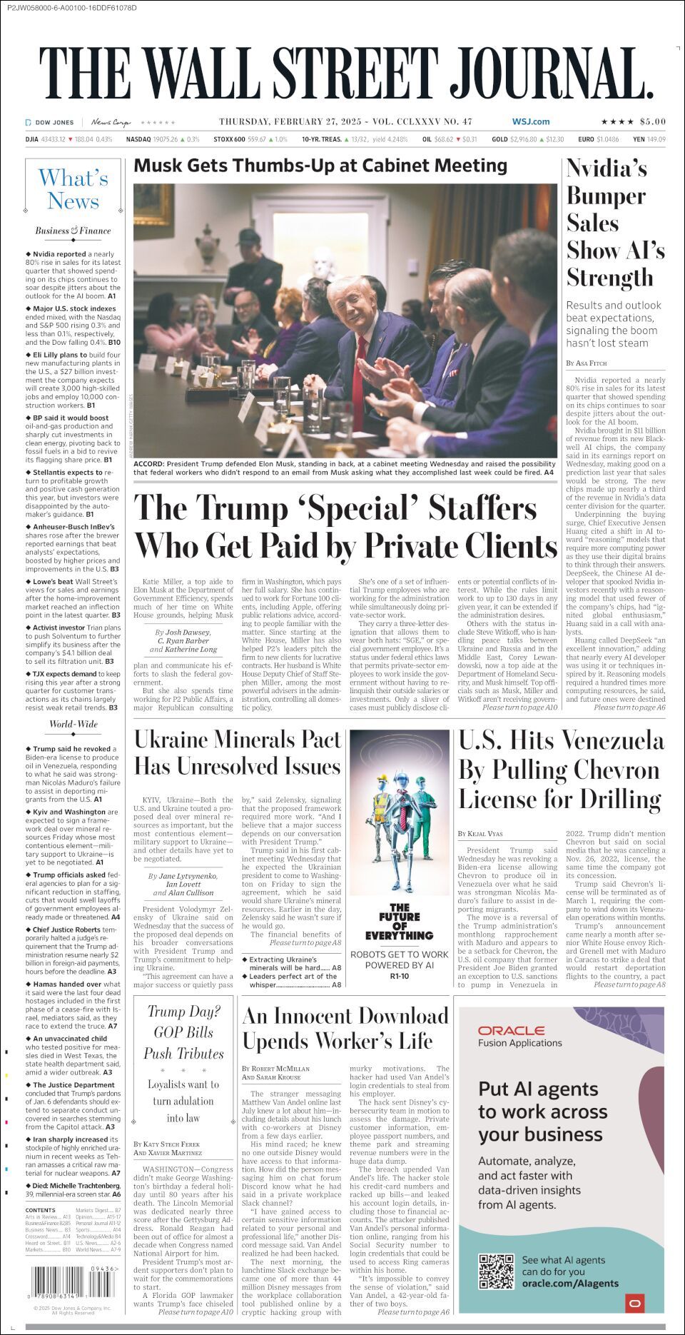 The Wall Street Journal, edición del jueves 27 de febrero de 2025